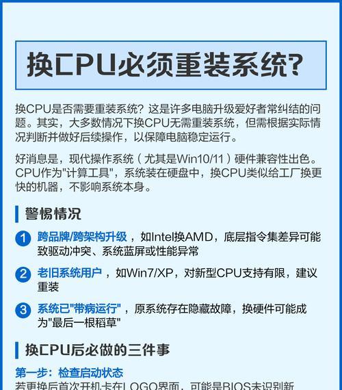 更换CPU后需要重新安装操作系统（解释更换CPU对操作系统的影响）
