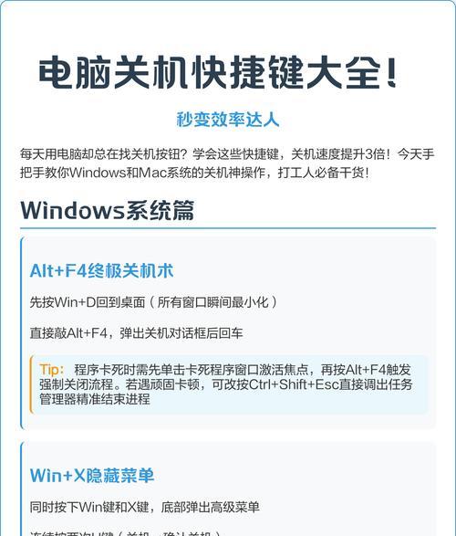 电脑关机技巧(快捷键带你秒关) 电脑关机技巧(快捷键带你秒关)