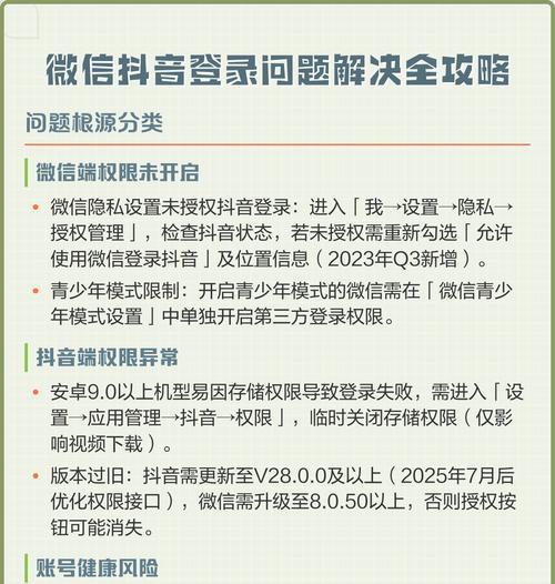 微信无法授权登录抖音的原因解析(解读微信授权功能故障影响抖音登录) 微信无法授权登录抖音的原因解析(解读微信授权功能故障影响抖音登录)