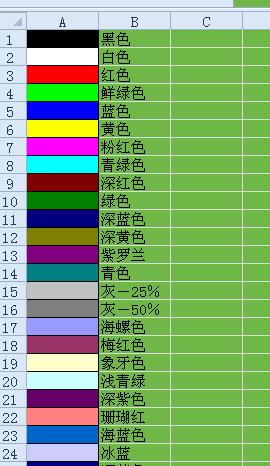 全面掌握VBA颜色代码名称对照表（一份完整的VBA颜色代码汇总表）