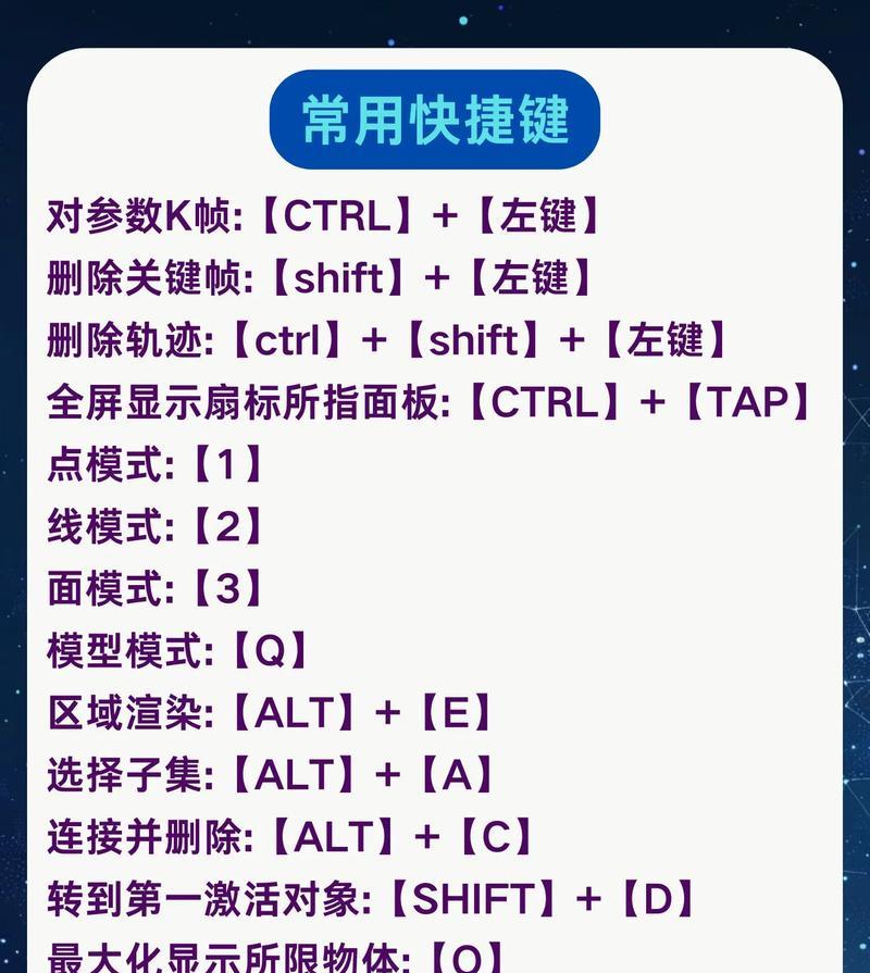 C4D基本操作快捷键详解(提升工作效率) C4D基本操作快捷键详解(提升工作效率)