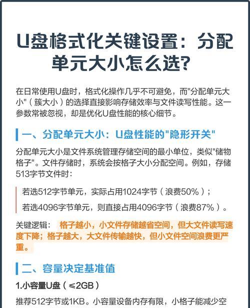 U盘格式化分配单元大小的选择（如何优化U盘的使用效率）