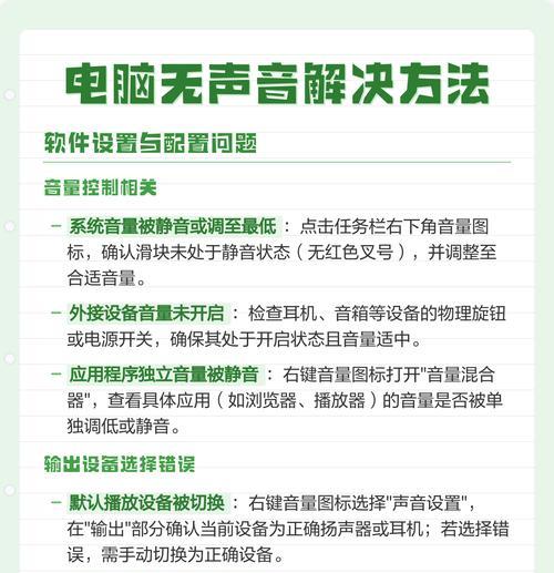 如何解决电脑无声音问题（探索无声音故障的根本原因及解决方案）